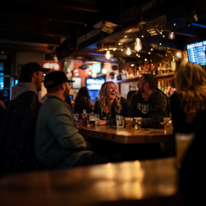 people drinking at the pub